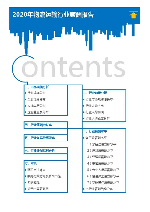 2020年物流运输行业薪酬报告(调查报告)