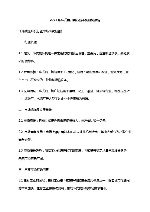 2023年斗式提升机行业市场研究报告