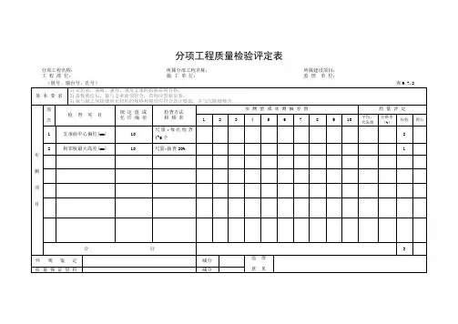 分项工程质 量检验评定表