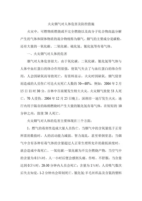 火灾烟气对人体危害及防控措施