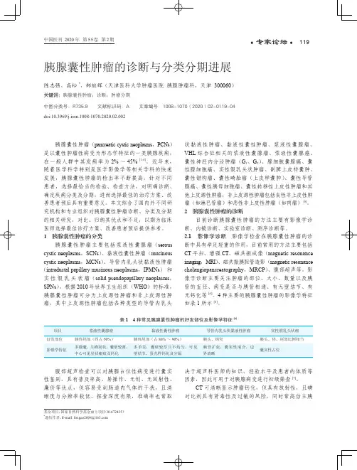胰腺囊性肿瘤的诊断与分类分期进展