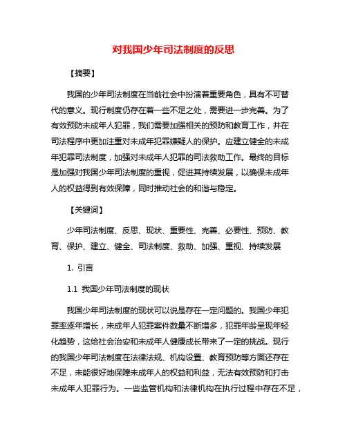 对我国少年司法制度的反思