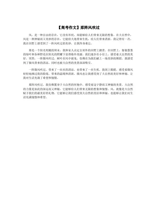 【高考作文】那阵风吹过