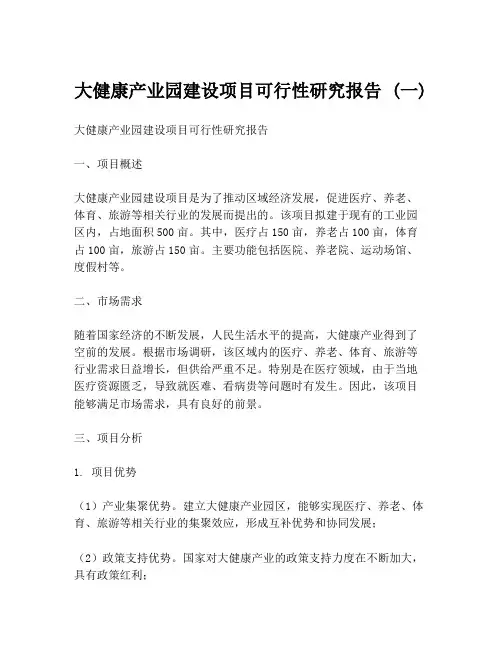 大健康产业园建设项目可行性研究报告 (一)