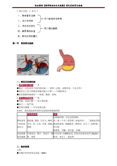 执业药师《药学综合知识与技能》消化系统常见疾病