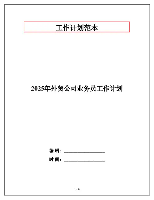 2025年外贸公司业务员工作计划