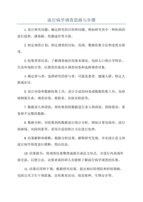 流行病学调查思路与步骤