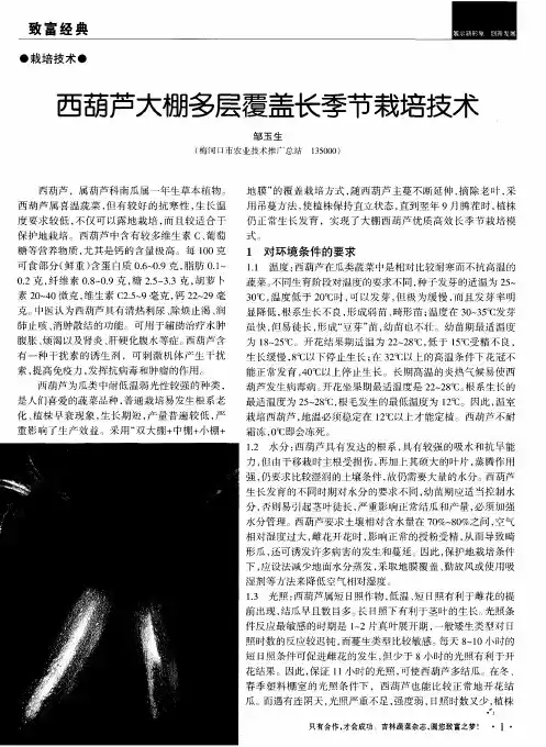 西葫芦大棚多层覆盖长季节栽培技术