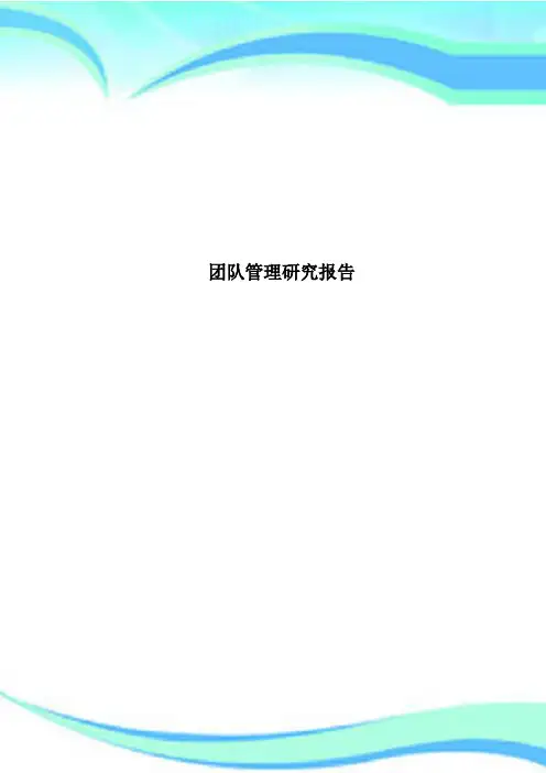 团队管理研究报告