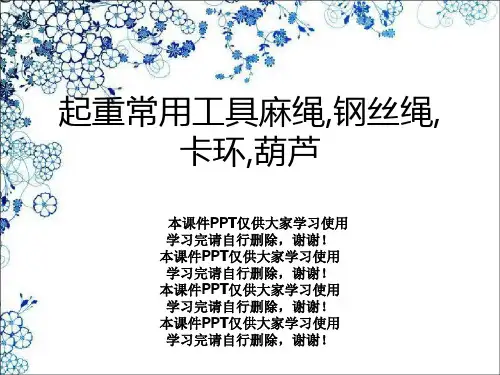 起重常用工具麻绳,钢丝绳,卡环,葫芦