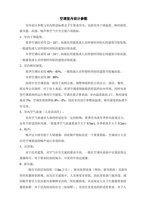 空调室内设计参数