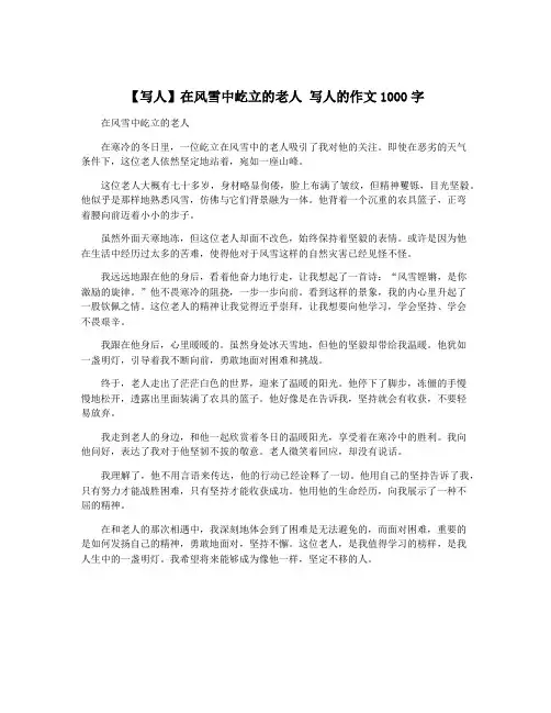 【写人】在风雪中屹立的老人 写人的作文1000字