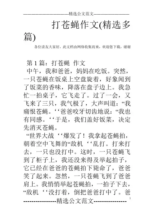 打苍蝇作文(精选多篇)