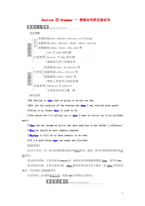 2019年高中英语Module2HighlightsofMySeniorYearSectionⅢGrammar_表语从句和主语从句教案含解析外研版选修