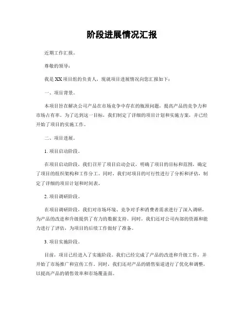 阶段进展情况汇报
