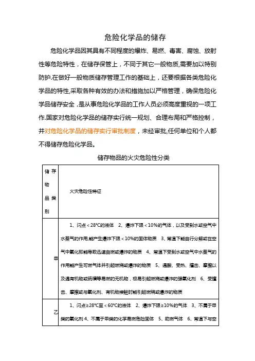 危险化学品的储存