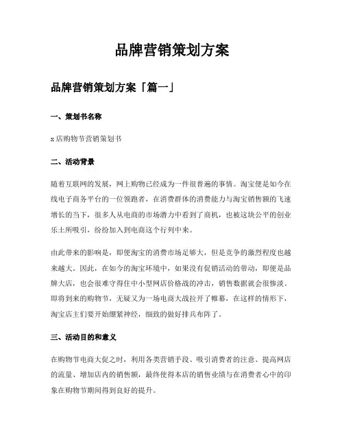 品牌营销策划方案