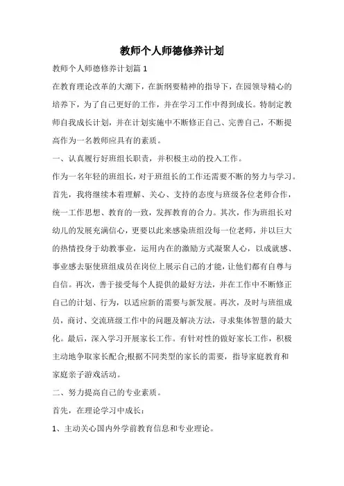 教师个人师德修养计划