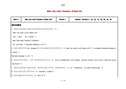 八年级英语下册 Unit 8 Have you read Treasure Island yet(第