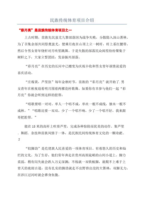 民族传统体育项目介绍