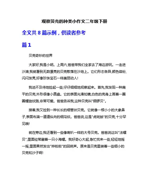 观察贝壳的种类小作文二年级下册
