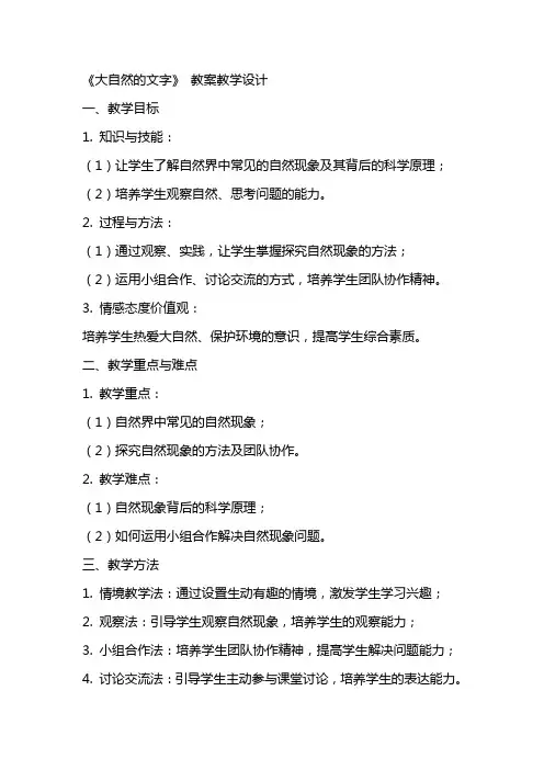 《大自然的文字》 教案教学设计
