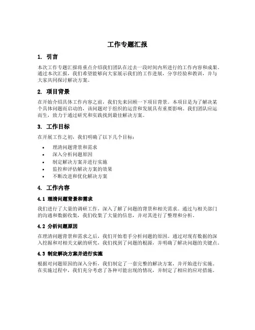 工作专题汇报