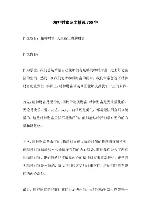 精神财富范文精选700字