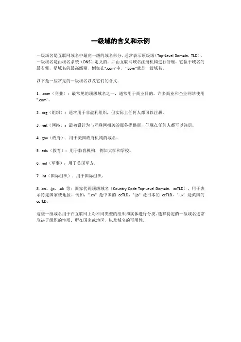 一级域的含义和示例