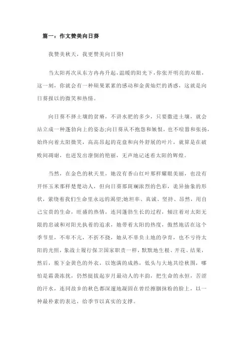 作文赞美向日葵(精选五篇)