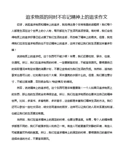 追求物质的同时不忘记精神上的追求作文