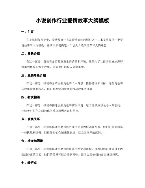 小说创作行业爱情故事大纲模板