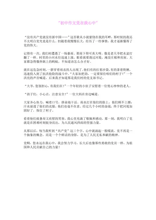初中作文党在我心中