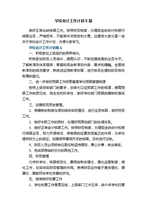 学校会计工作计划5篇