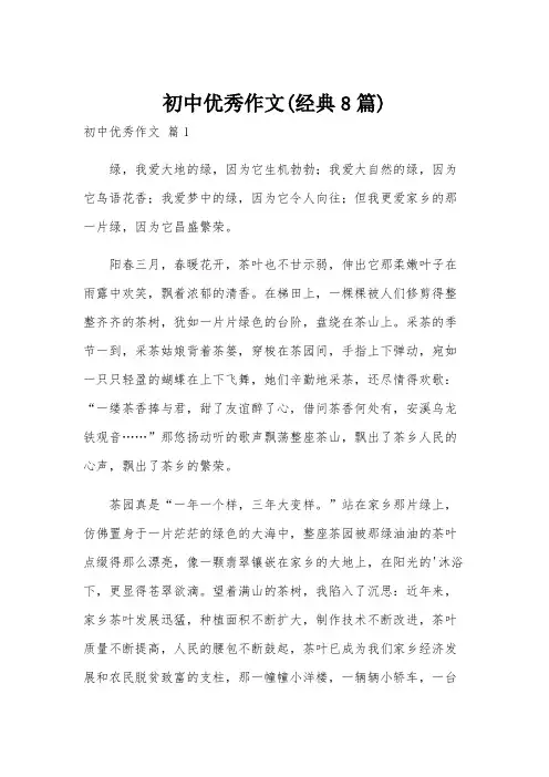 初中优秀作文(经典8篇)