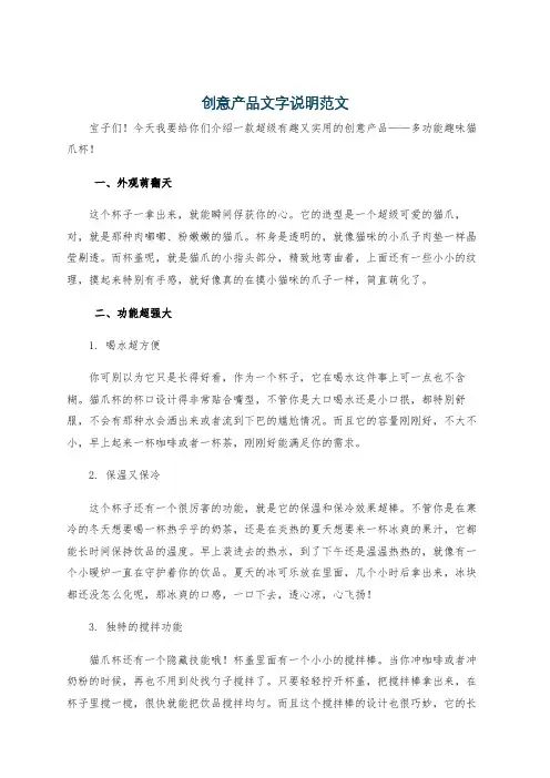 创意产品文字说明范文