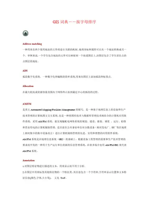 GIS词典--按字母排序