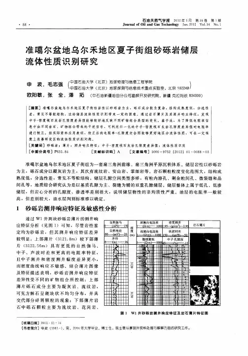 准噶尔盆地乌尔禾地区夏子街组砂砾岩储层流体性质识别研究