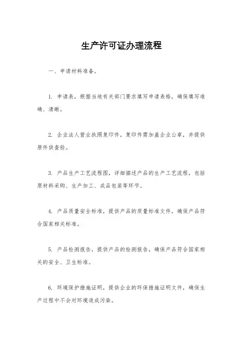 生产许可证办理流程