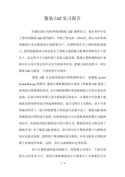 服装CAD实习报告