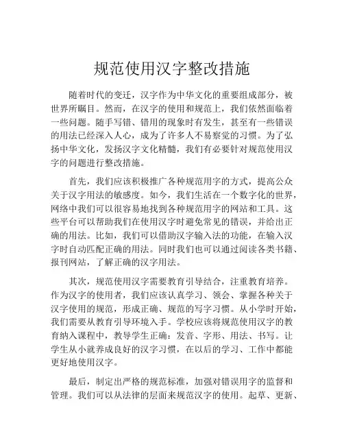 规范使用汉字整改措施