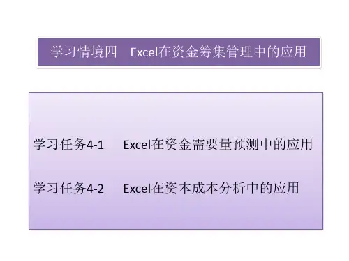 四  Excel在资金筹集管理中的应用