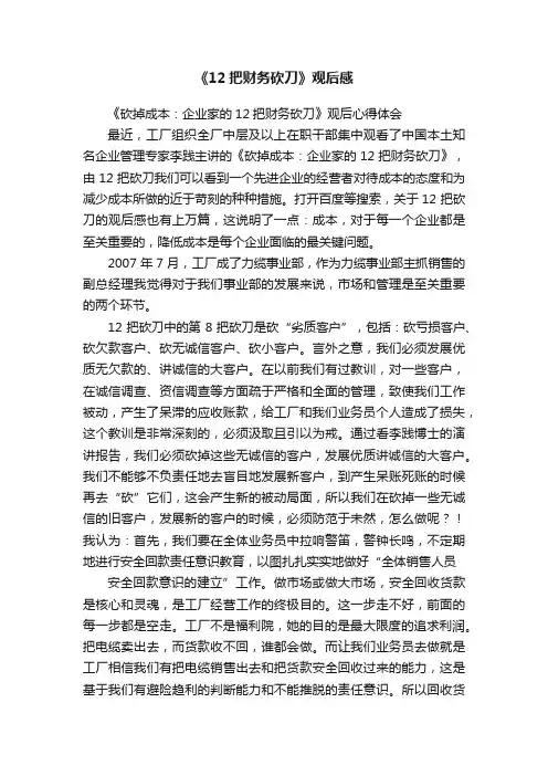 《12把财务砍刀》观后感
