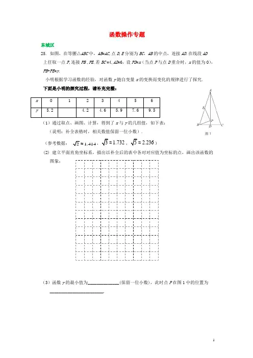 北京市各区2019届中考数学一模试卷精选汇编函数操作专题