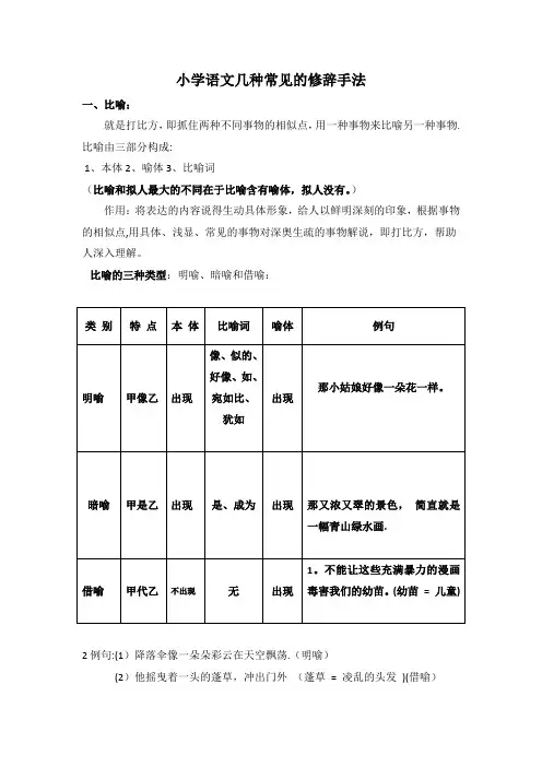 小学语文几种常见的修辞手法