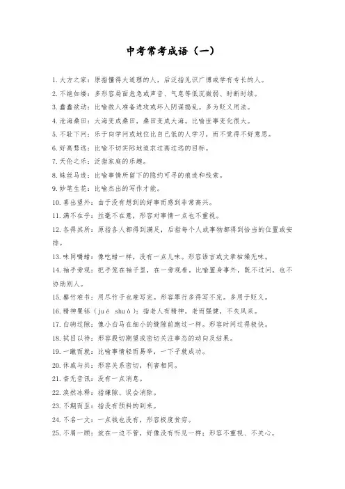 中考常考的成语