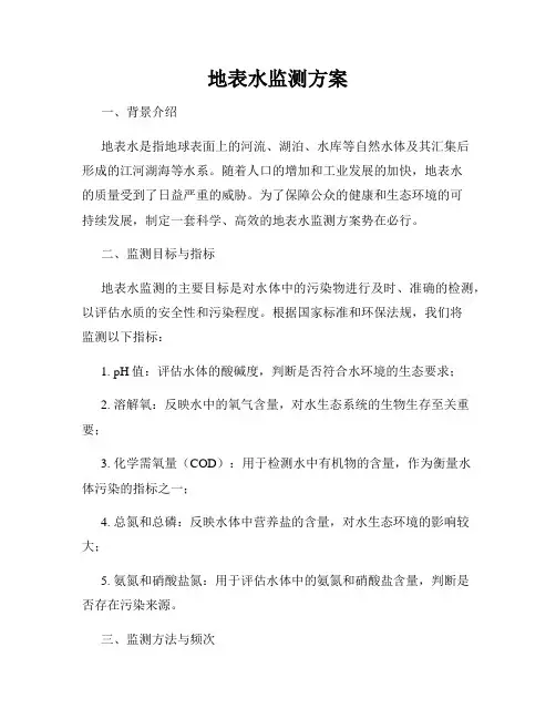地表水监测方案