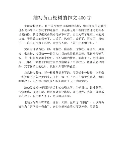 描写黄山松树的作文400字