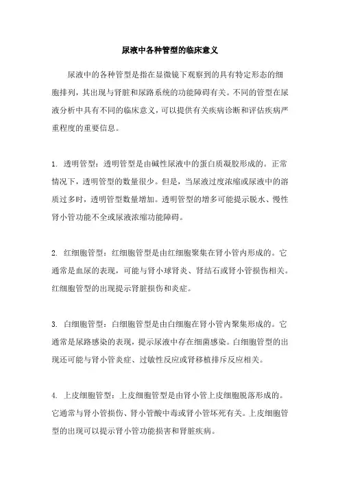 尿液中各种管型的临床意义