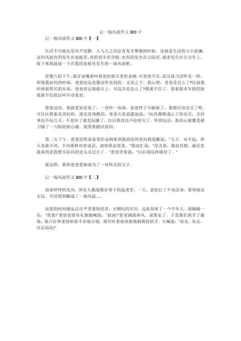 记一场风波作文800字
